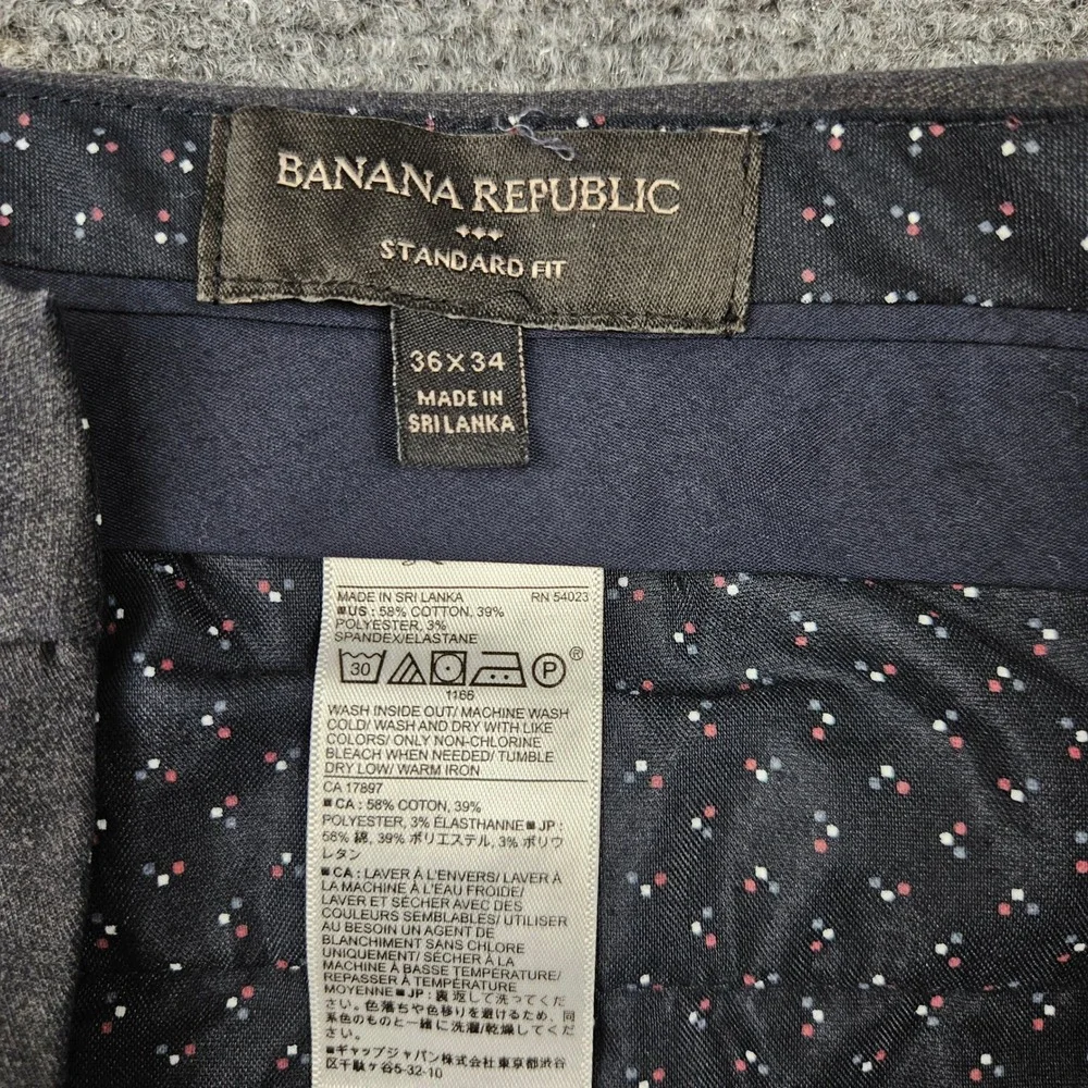 Banana Republic Standard Fit Mens Dress Pants Charcoal Gray 36 Cotton Blend